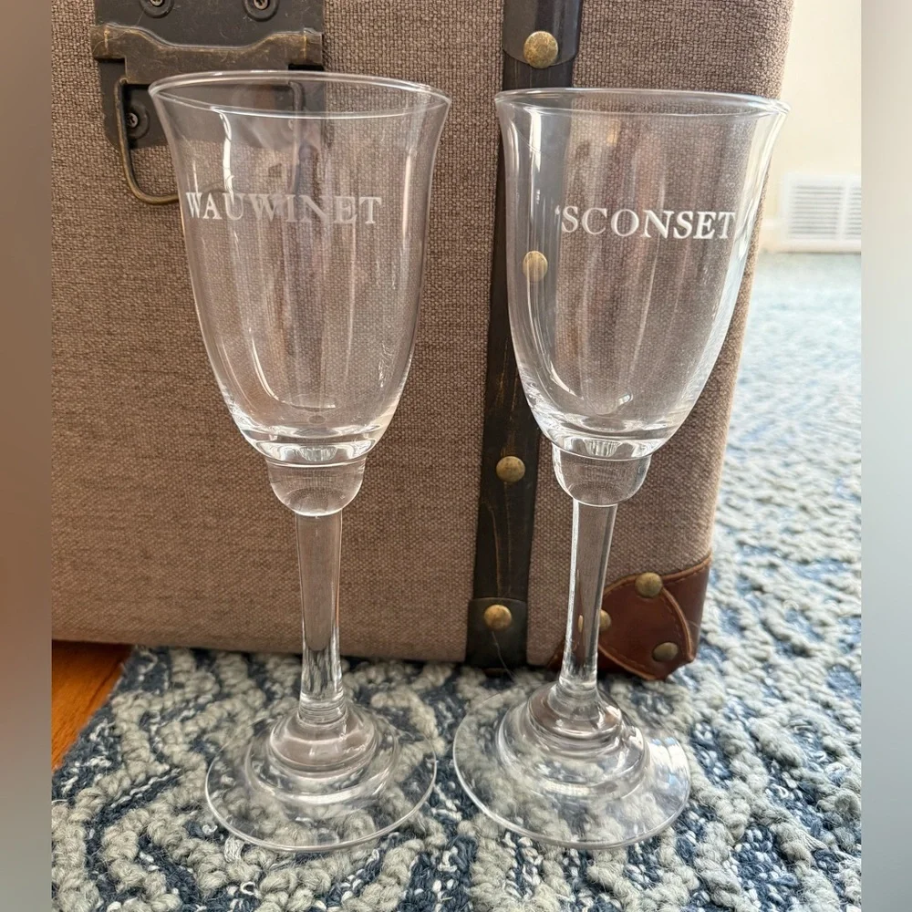 Heirloom Wine Glasses with Etched Nantucket Neighborhood Names - Picture 2 of 3